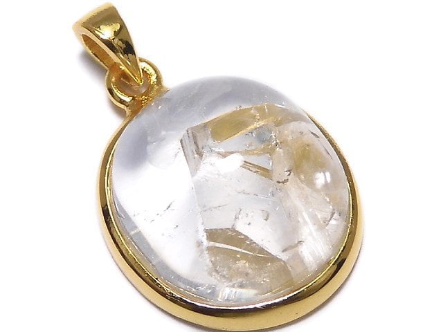 [Video][One of a kind] Crystal in Quartz Pendant 18KGP NO.32