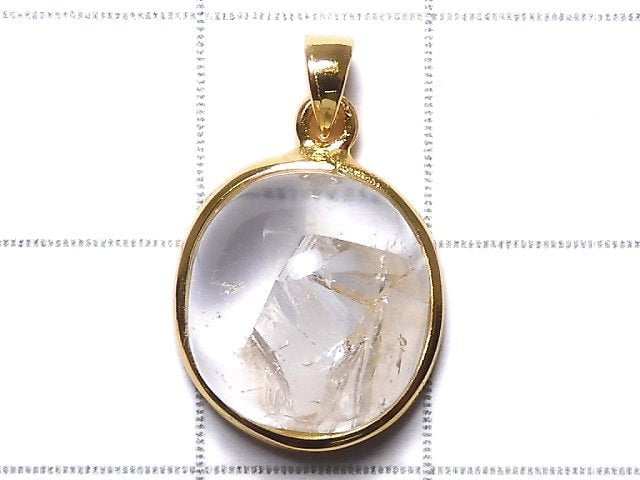 [Video][One of a kind] Crystal in Quartz Pendant 18KGP NO.32