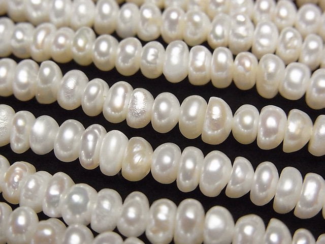 [Video] Fresh Water Pearl AA++ White Roundel 5mm 1strand beads (aprx.14inch/34cm)