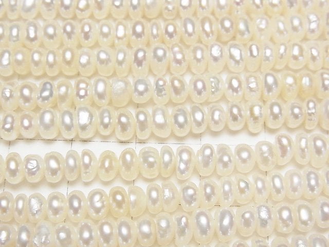 [Video] Fresh Water Pearl AA++ White Rondelle 5mm 1strand beads (aprx.14inch/34cm)