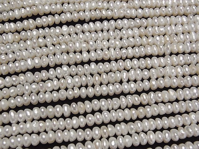 [Video] Fresh Water Pearl AA++ White Rondelle 5mm 1strand beads (aprx.14inch/34cm)
