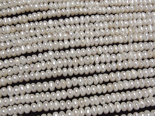 [Video] Fresh Water Pearl AA++ White Roundel 5mm 1strand beads (aprx.14inch/34cm)