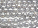 [Video] Fresh Water Pearl AA+ Rice 7x5x5mm Silver 1strand beads (aprx.14inch/35cm)