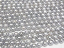 [Video] Fresh Water Pearl AA+ Rice 7x5x5mm Silver 1strand beads (aprx.14inch/35cm)