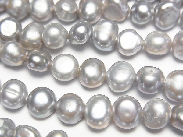 [Video] Fresh Water Pearl AA Potato-Baroque 6-7mm Silver 1strand beads (aprx.13inch/33cm)