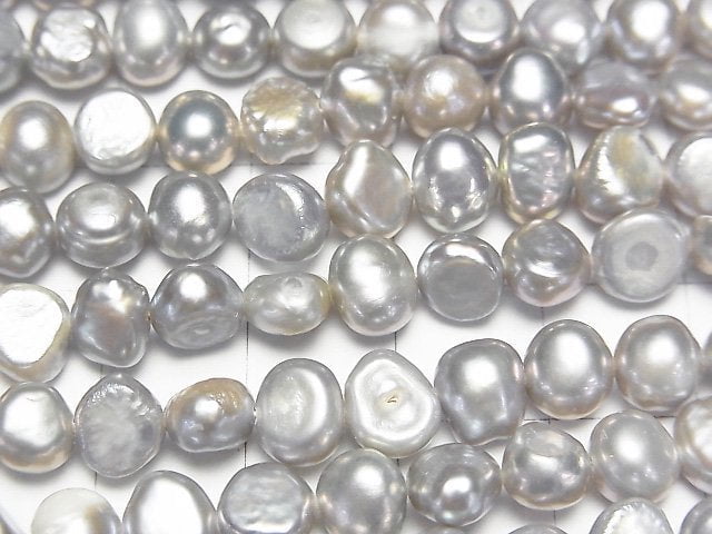 [Video] Fresh Water Pearl AA Potato-Baroque 6-7mm Silver 1strand beads (aprx.13inch/33cm)