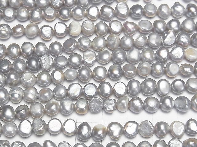 [Video] Fresh Water Pearl AA Potato-Baroque 6-7mm Silver 1strand beads (aprx.13inch/33cm)