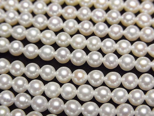 [Video] Fresh Water Pearl AAA- Round-Semi Round 4mm White half or 1strand beads (aprx.15inch/37cm)