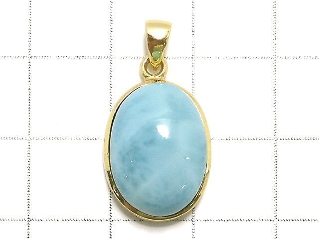 [Video][One of a kind] Larimar Pectolite AAA- Pendant 18KGP NO.163