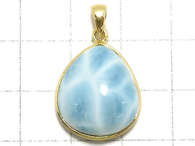 [Video][One of a kind] Larimar Pectolite AAA- Pendant 18KGP NO.166