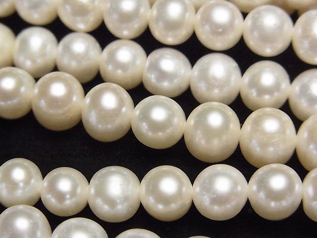 [Video] Fresh Water Pearl AAA- Potato 7-8mm White 1strand beads (aprx.15inch/37cm)