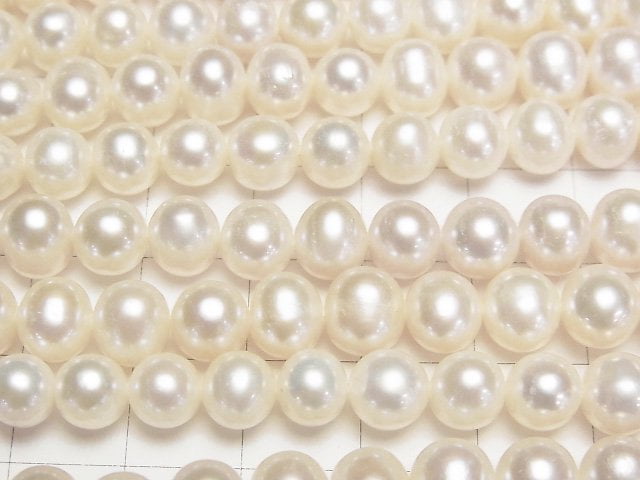 [Video] Fresh Water Pearl AAA- Potato 7-8mm White 1strand beads (aprx.15inch/37cm)