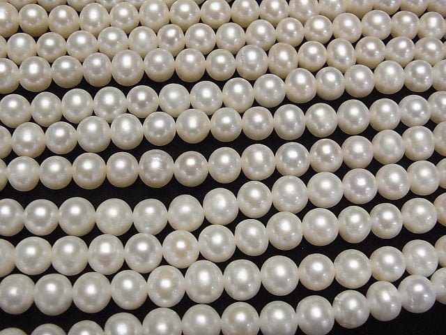 [Video] Fresh Water Pearl AAA- Potato 7-8mm White 1strand beads (aprx.15inch/37cm)
