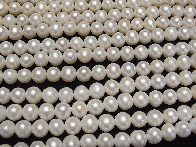 [Video] Fresh Water Pearl AAA- Potato 7-8mm White 1strand beads (aprx.15inch/37cm)