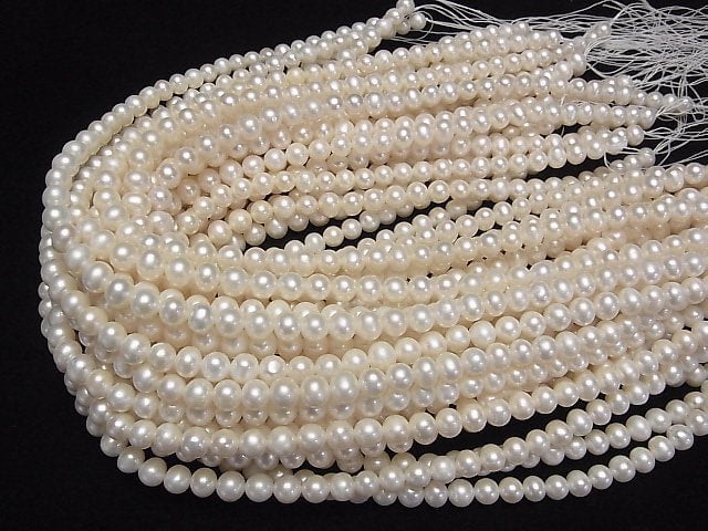 [Video] Fresh Water Pearl AAA- Potato 7-8mm White 1strand beads (aprx.15inch/37cm)