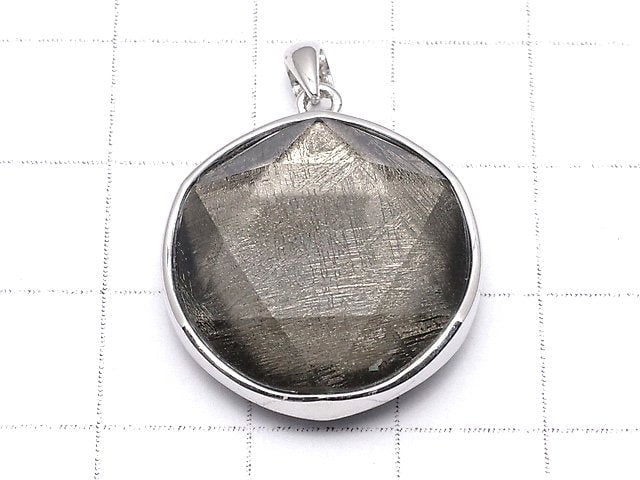 [Video] Meteorite Pendant Both Side Finish 22mm Black color Silver925