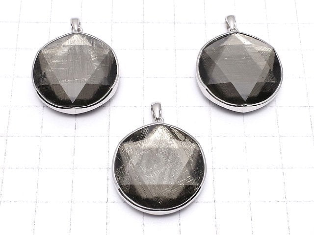 [Video] Meteorite Pendant Both Side Finish 27mm Black color Silver925