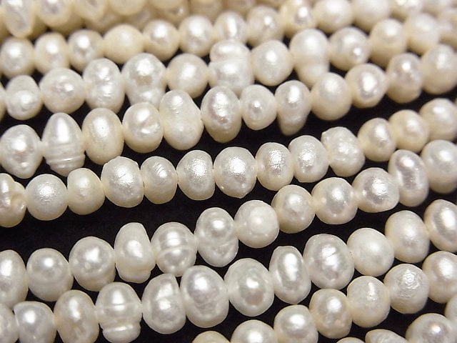 [Video] Fresh Water Pearl AA White Potato 4-4.5mm 1strand beads (aprx.13inch/33cm)