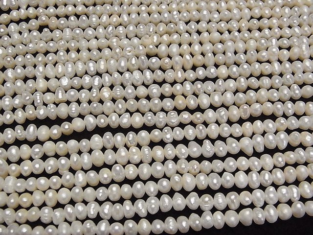 [Video] Fresh Water Pearl AA White Potato 4-4.5mm 1strand beads (aprx.13inch/33cm)