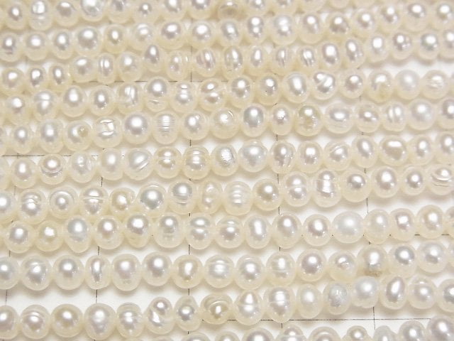 [Video] Fresh Water Pearl AA White Potato 4-4.5mm 1strand beads (aprx.13inch/33cm)