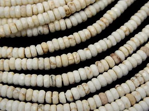 Magnesite  Faceted Button Roundel 4x4x2mm 1strand beads (aprx.15inch/38cm)