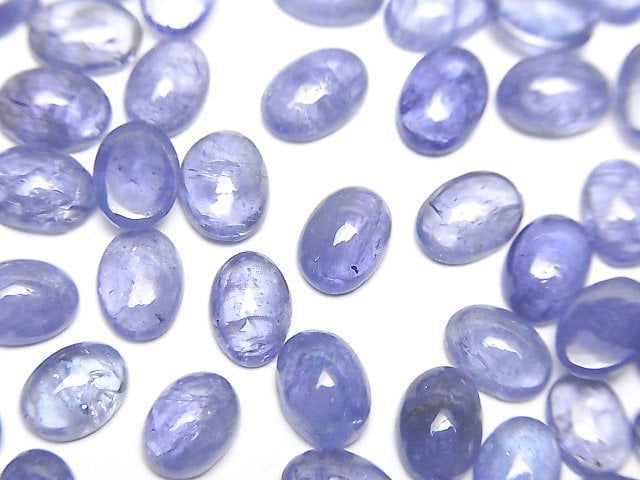 [Video]High Quality Tanzanite AA++ Oval Cabochon 7x5mm 3pcs