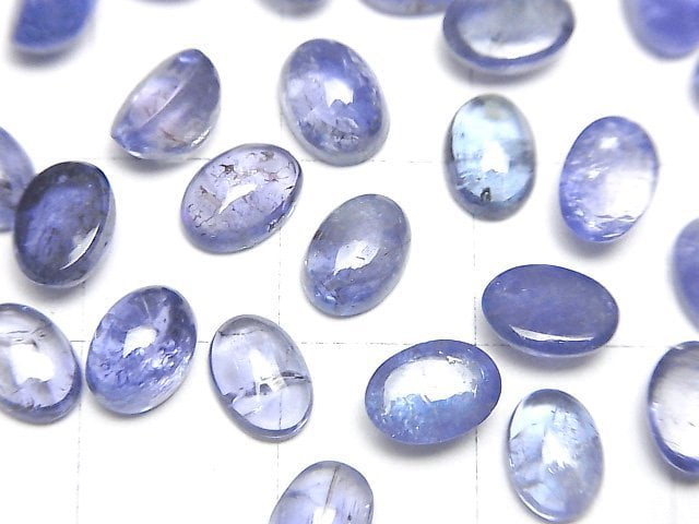 [Video]High Quality Tanzanite AA++ Oval Cabochon 7x5mm 3pcs