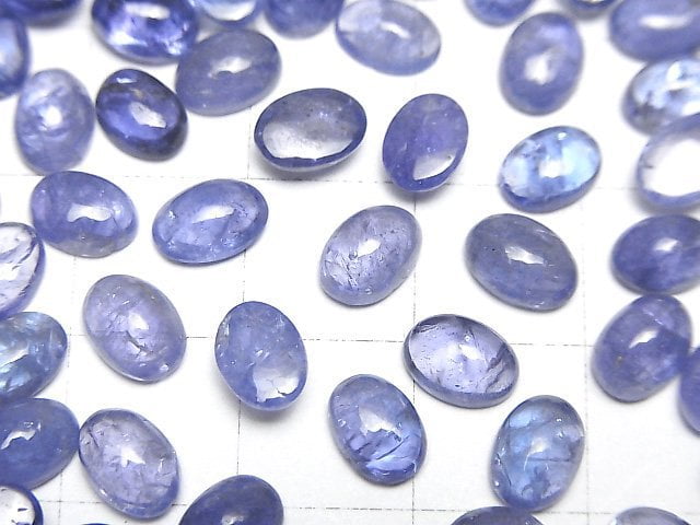 [Video]High Quality Tanzanite AA++ Oval Cabochon 7x5mm 3pcs