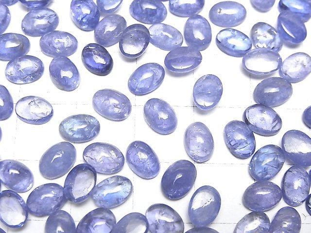 [Video]High Quality Tanzanite AA++ Oval Cabochon 7x5mm 3pcs