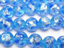 [Video] Lampwork Beads Round 10mm [Blue x Light Blue/Luminous type] 1/4 or 1strand beads (aprx.14inch/34cm)