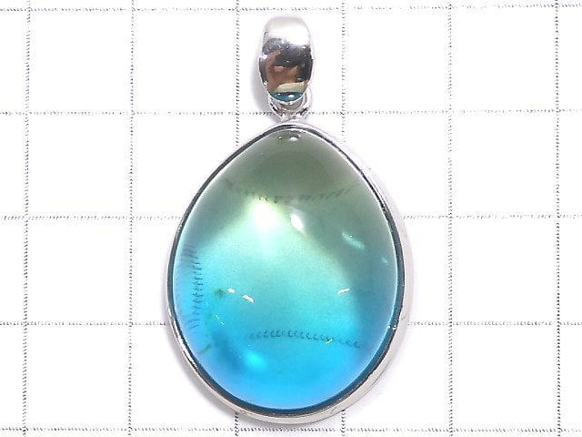 [Video][One of a kind] Blue color Amber Pendant Silver925 NO.156