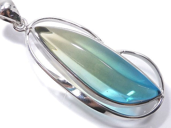 [Video][One of a kind] Blue color Amber Pendant Silver925 NO.157