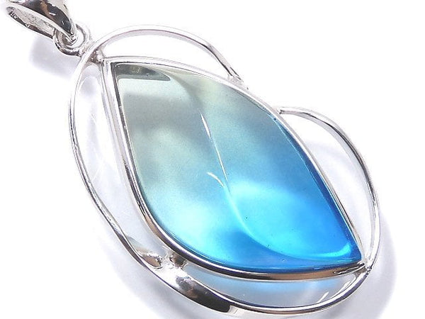 [Video][One of a kind] Blue color Amber Pendant Silver925 NO.159