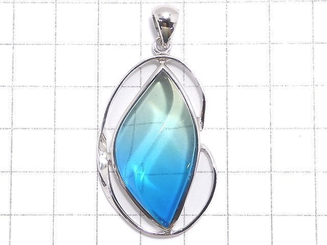 [Video][One of a kind] Blue color Amber Pendant Silver925 NO.159