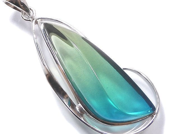 [Video][One of a kind] Blue color Amber Pendant Silver925 NO.160