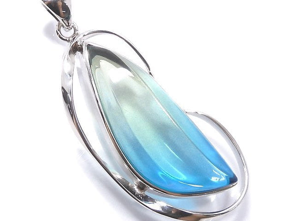 [Video][One of a kind] Blue color Amber Pendant Silver925 NO.161