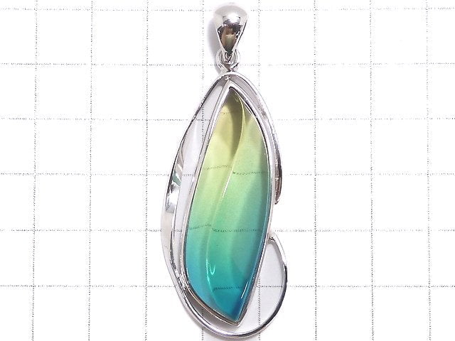 [Video][One of a kind] Blue color Amber Pendant Silver925 NO.162