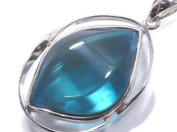 [Video][One of a kind] Blue color Amber Pendant Silver925 NO.163