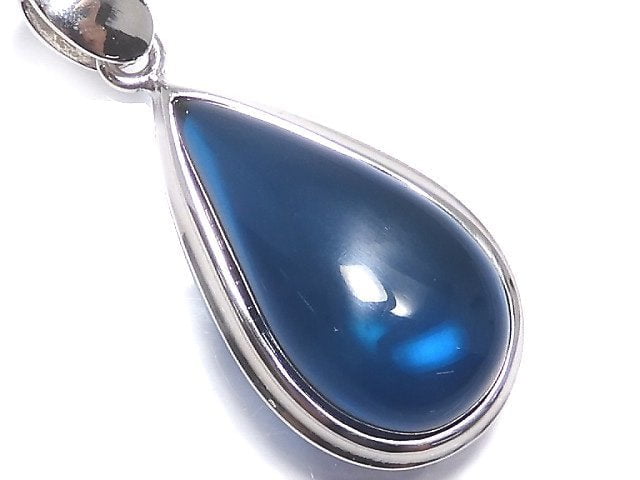 [Video][One of a kind] Blue color Amber Pendant Silver925 NO.165