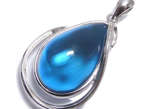 [Video][One of a kind] Blue color Amber Pendant Silver925 NO.167