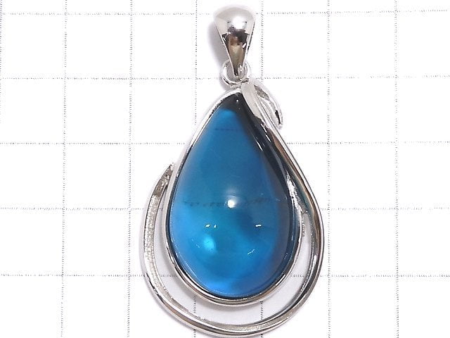 [Video][One of a kind] Blue color Amber Pendant Silver925 NO.167