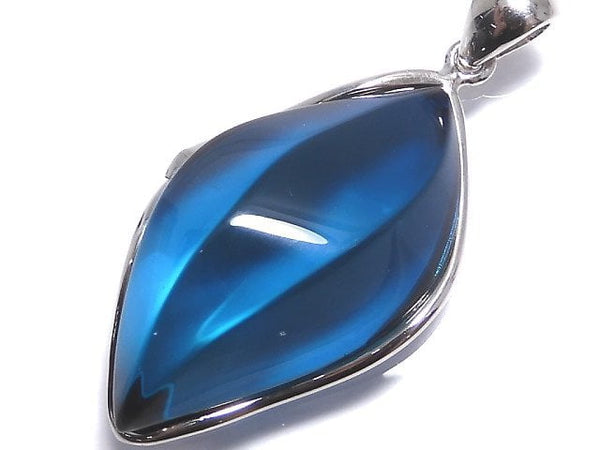 [Video][One of a kind] Blue color Amber Pendant Silver925 NO.168