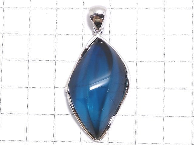 [Video][One of a kind] Blue color Amber Pendant Silver925 NO.168