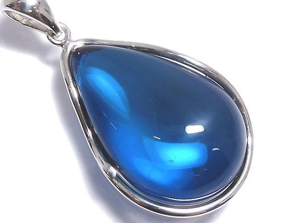 [Video][One of a kind] Blue color Amber Pendant Silver925 NO.169