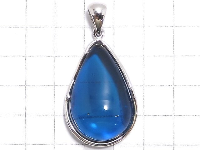 [Video][One of a kind] Blue color Amber Pendant Silver925 NO.169