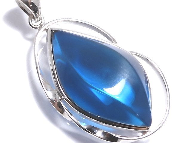 [Video][One of a kind] Blue color Amber Pendant Silver925 NO.170