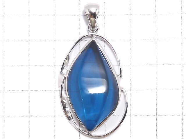 [Video][One of a kind] Blue color Amber Pendant Silver925 NO.170