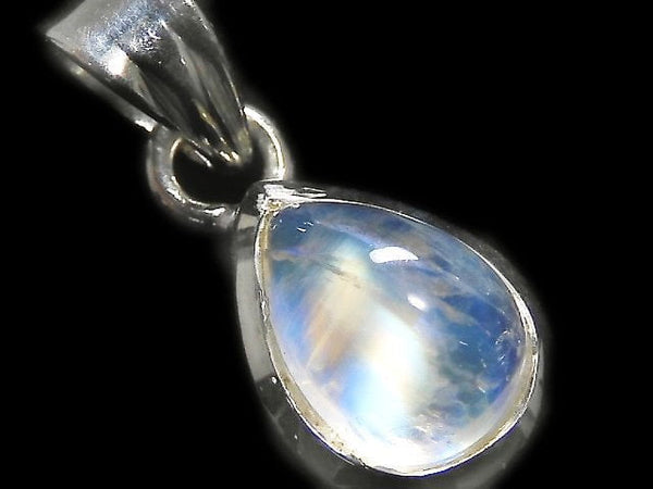 [Video][One of a kind] High Quality Rainbow Moonstone AAA Pendant Silver925 NO.82