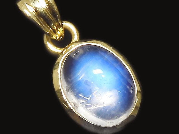 [Video][One of a kind] High Quality Rainbow Moonstone AAA Pendant 18KGP NO.93