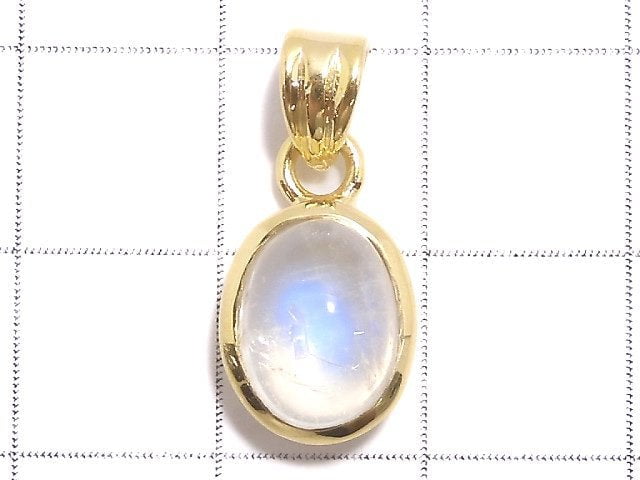 [Video][One of a kind] High Quality Rainbow Moonstone AAA Pendant 18KGP NO.93